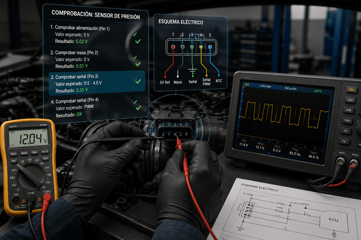 Formazione in diagnosi elettronica con multimetro e oscilloscopio tramite realtà aumentata